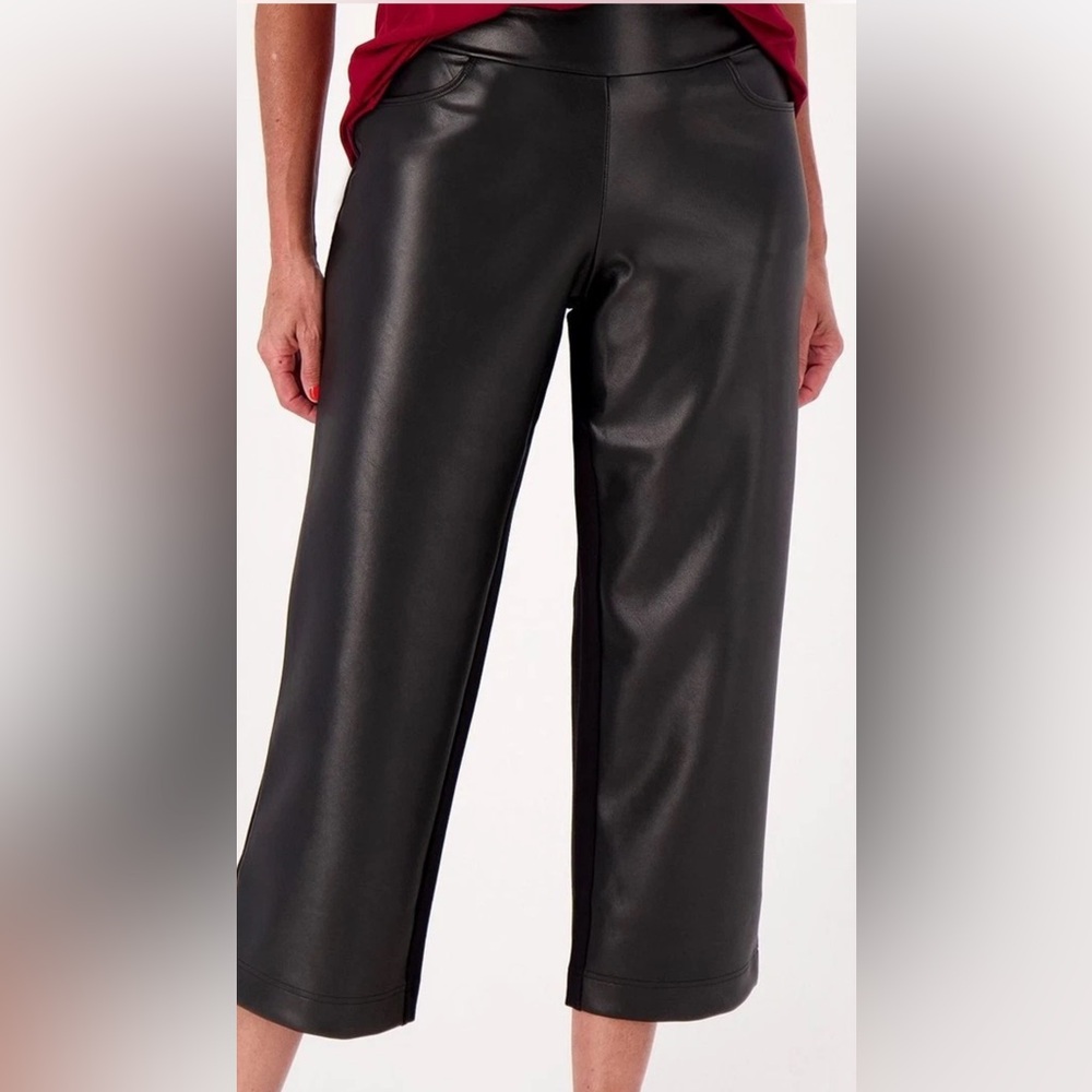 Belle by Kim Gravel Black Wide Leg Faux Leather Pants